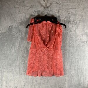 Linea Donatella Women's Lingerie XL Lace Camisole Shorts Set Coral PJs Pajamas‎